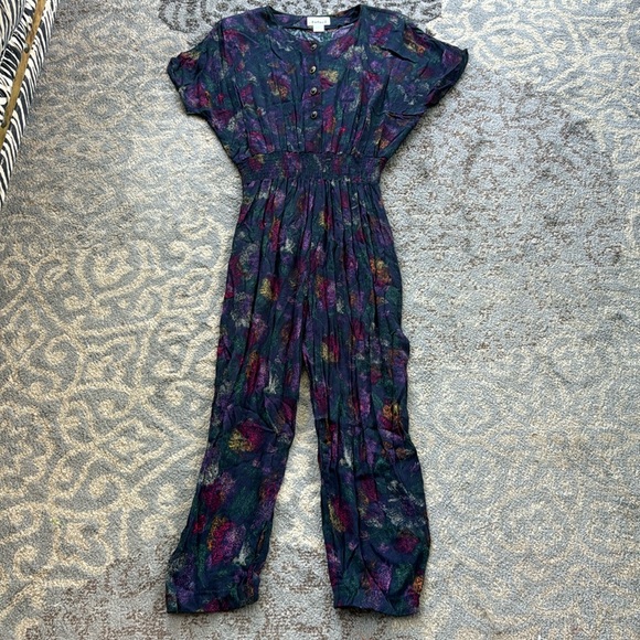 RAFAEL Pants - Vintage Rafael Cap Sleeve Jumpsuit Floral Large